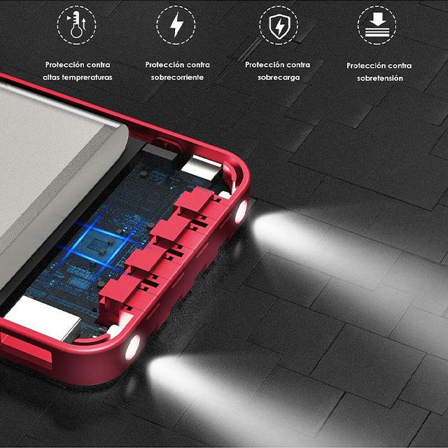 1HORA Power bank 10000mAh con cables integrados-GAR148