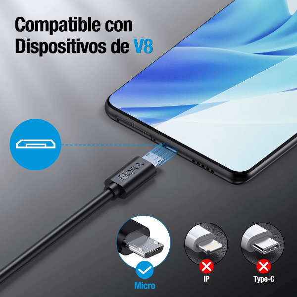 1HORA Cable V8 2.1A (2 METROS) - CAB178