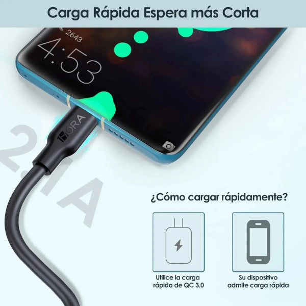1HORA Cable TIPO C 2.1A (1 METRO) - CAB237