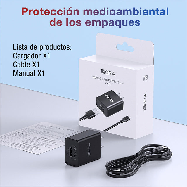 1HORA Combo cargador V8 2.4A - GAR124