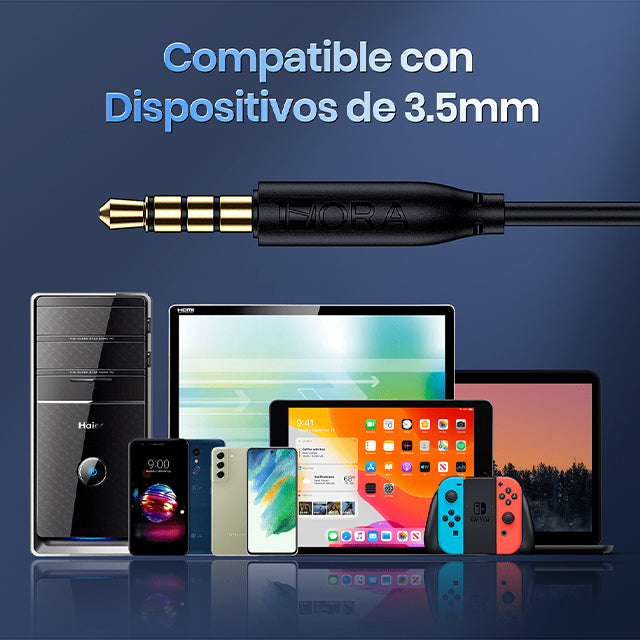 1HORA Audífonos alámbricos 3.5mm-AUT111