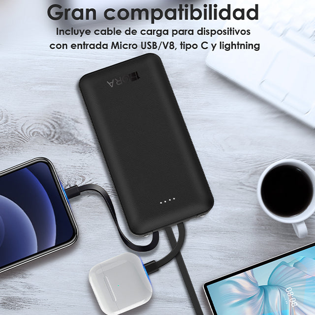 1HORA Power bank con cables 4-1 20000mAh-GAR159