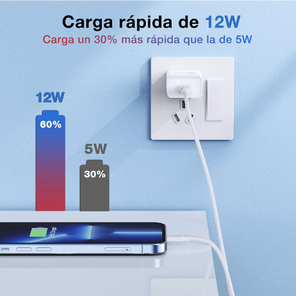 1HORA Cargador iPhone 12W adaptador iOS iPad GAR143