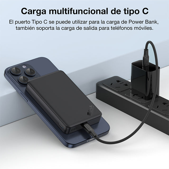 1HORA Batería Portátil Magnético Inalámbrico Con cable USB-C 5000mAh GAR276