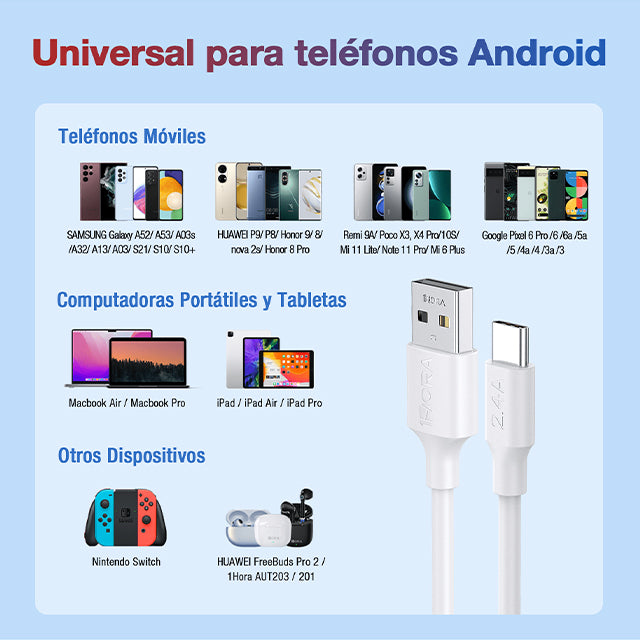 1HORA Combo cargador tipo C 2.4A - GAR142