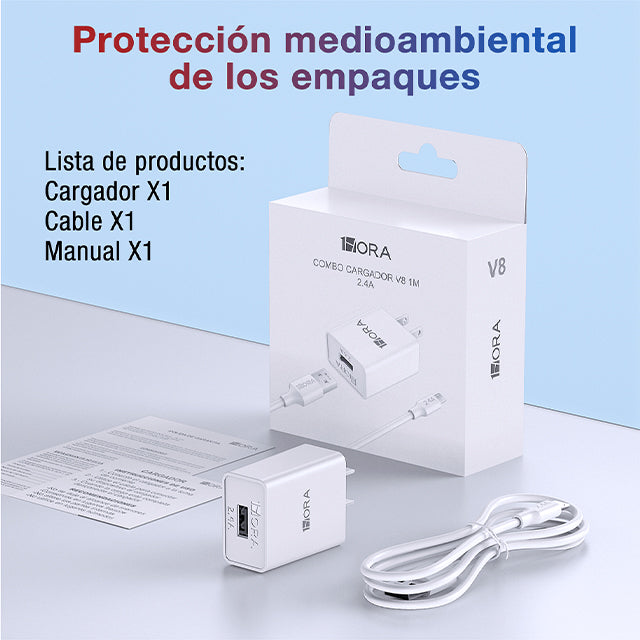 1HORA Combo cargador V8 2.4A - GAR124