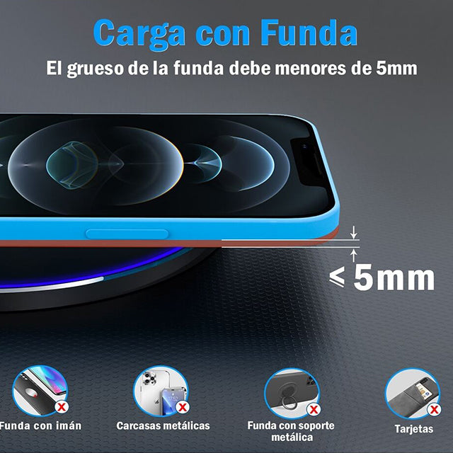 1HORA Cargador inalámbrico carga Rápida 10W - GAR151