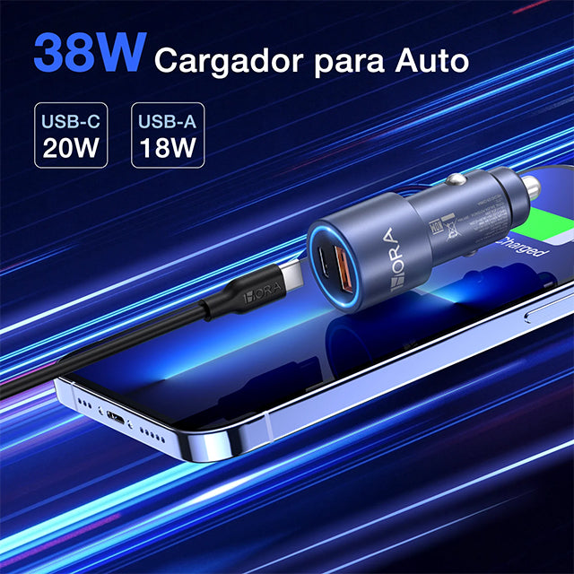 1HORA Combo cargador para auto 3A tipo C - GAR241