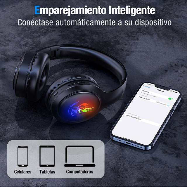 1HORA Audífonos de diadema bluetooth AUT202