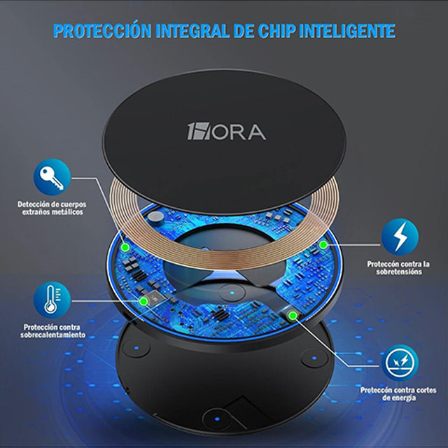 1HORA Cargador inalámbrico carga Rápida 10W - GAR151