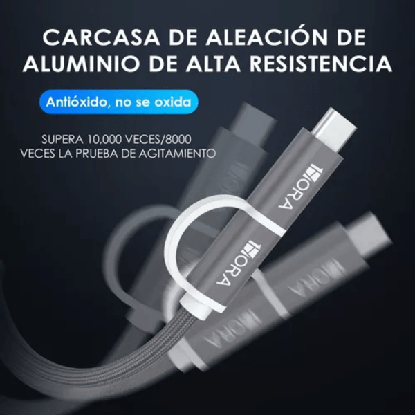 1HORA Cable 2 en 1 V8 – TIPO C 2.1A CAB218