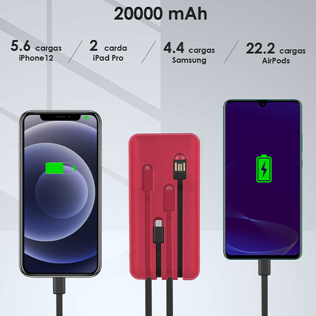 1HORA Power bank con cables 4-1 20000mAh-GAR159