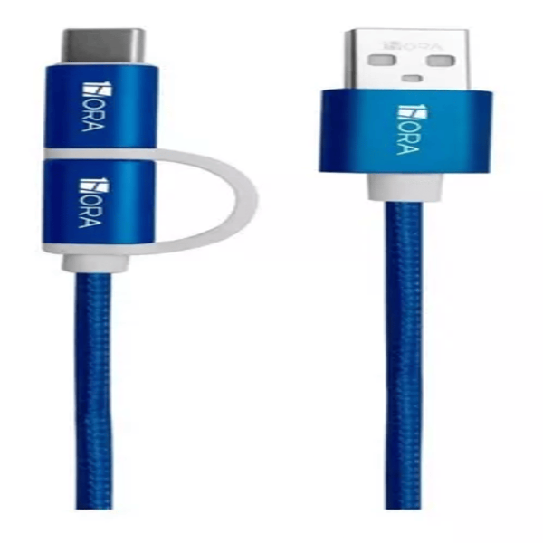 1HORA Cable 2 en 1 V8 – TIPO C 2.1A CAB218
