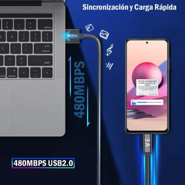 1HORA Cable Tipo C 3A (2 Metros) -CAB264