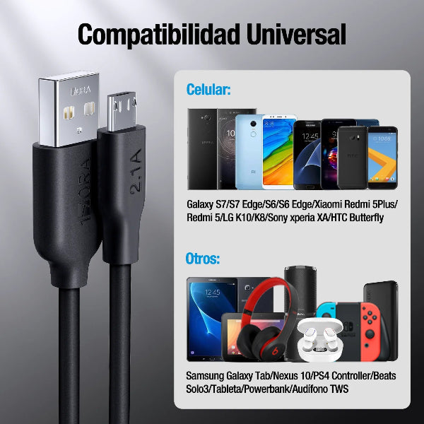 1HORA Cable V8 2.1A (1 METRO) - CAB236