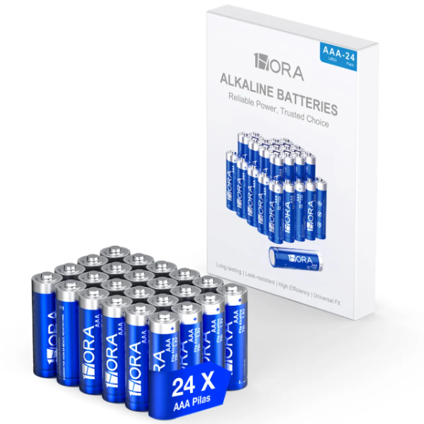 1HORA Pilas AAA Cilíndricas BAT002A 1.5v Pack 24 pz Azul