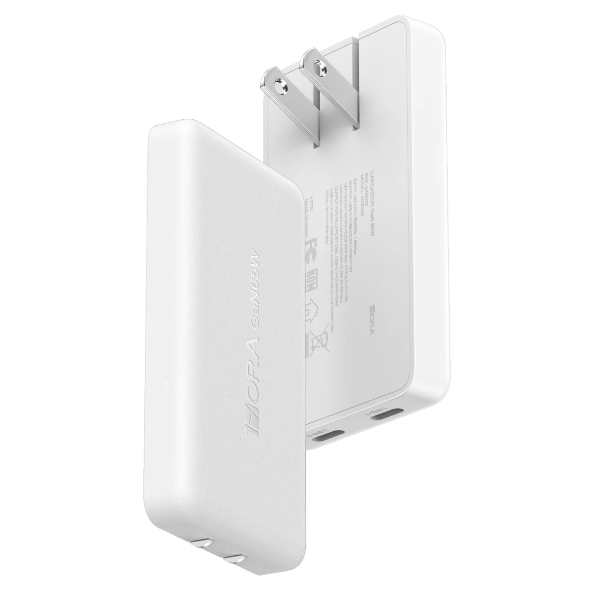 1HORA Cargador rápido de 2 puertos GaN 65W con cable tipo C GAR323