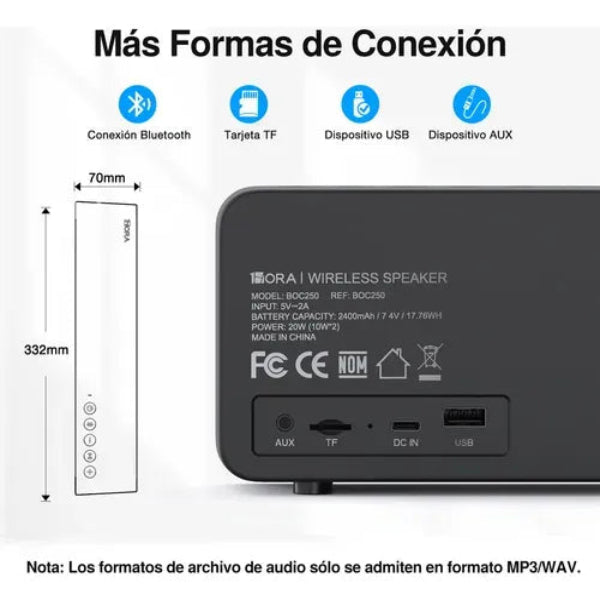 1HORA Bocina Bluetooth 20w Potente Con Bajos Profundos BOC250
