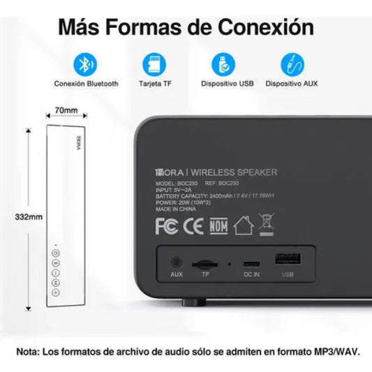 1HORA Bocina Bluetooth 20w Potente Con Bajos Profundos BOC250